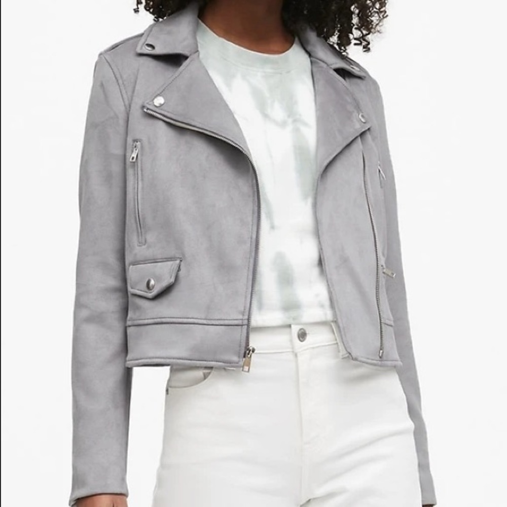 Vegan Suede Moto Jacket - NWT - Chrome Grey